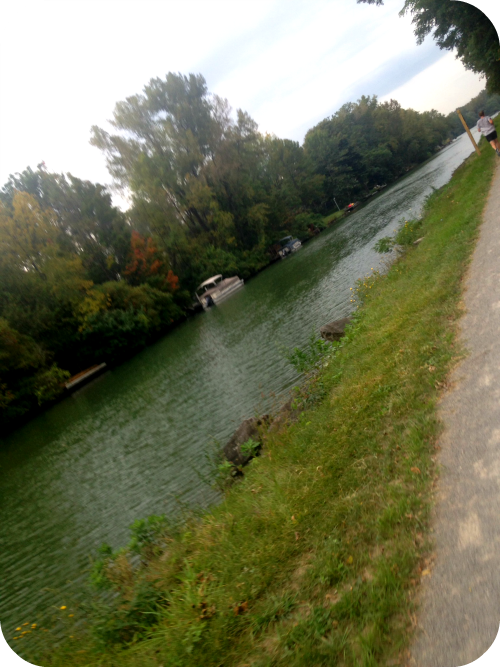 Running along the Erie Canal during the Rochester Marathon